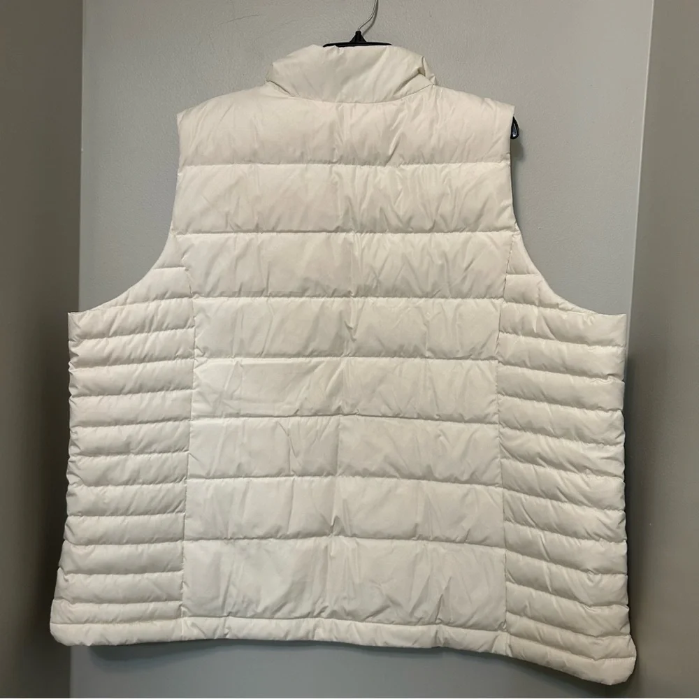 Lands End Women’s Puffer Vest Women’s 3X Plus Ivory Warm Zip Outdoors Sleeveless